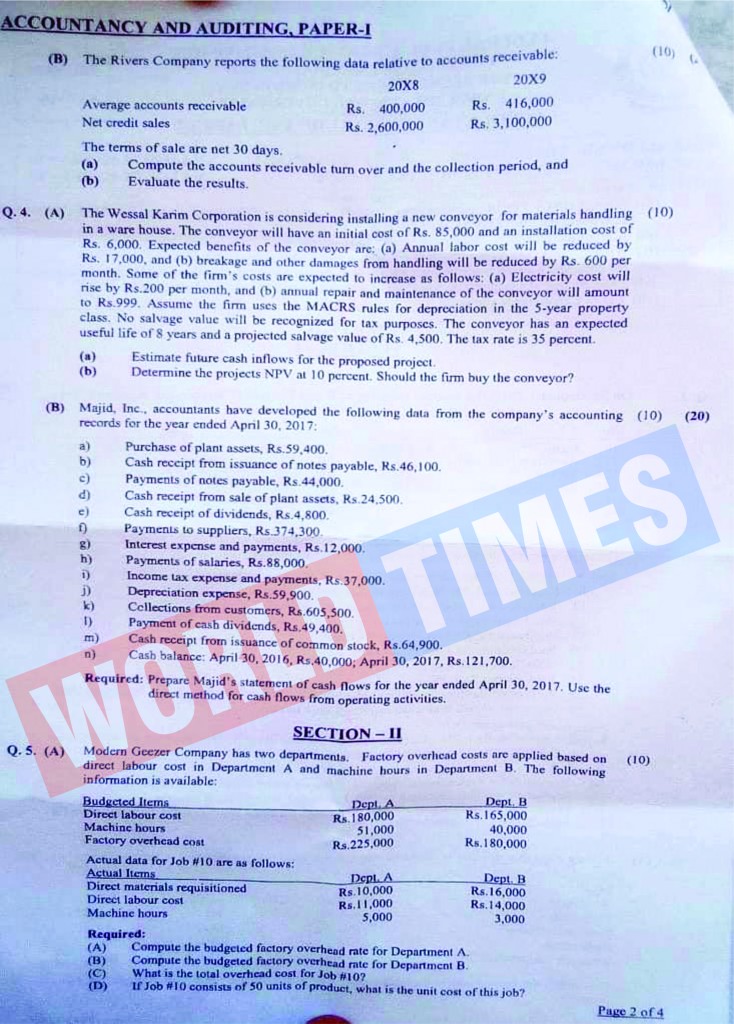 CSS Paper Accounting & Auditing - I Part-2 2020-2