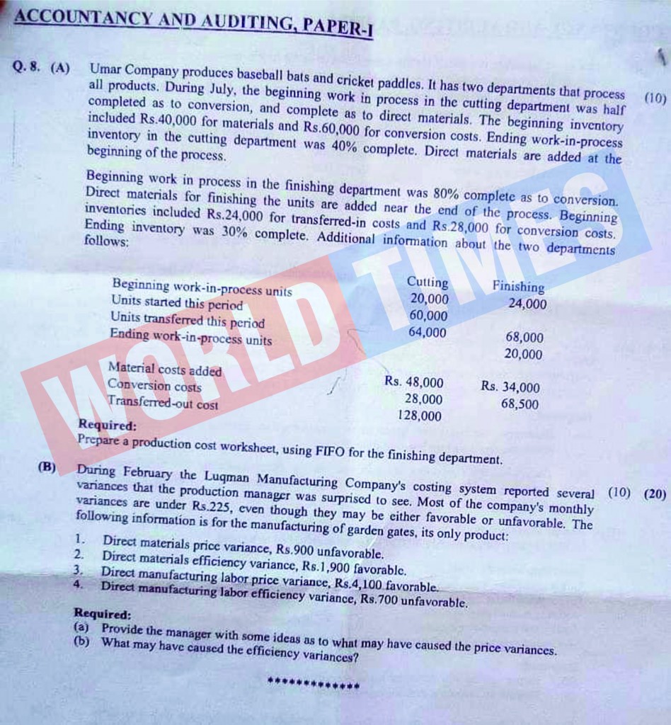 CSS Paper Accounting & Auditing - I Part-2 2020-4