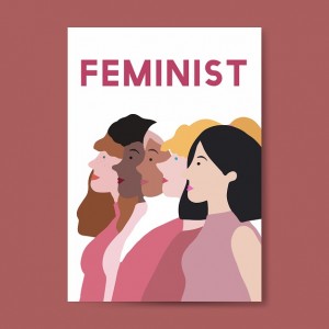 Female feminists standing together vector