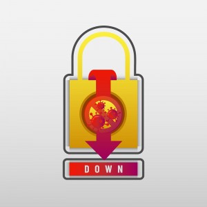 Covid corona virus in 3d illustration to describe about lockdown area
