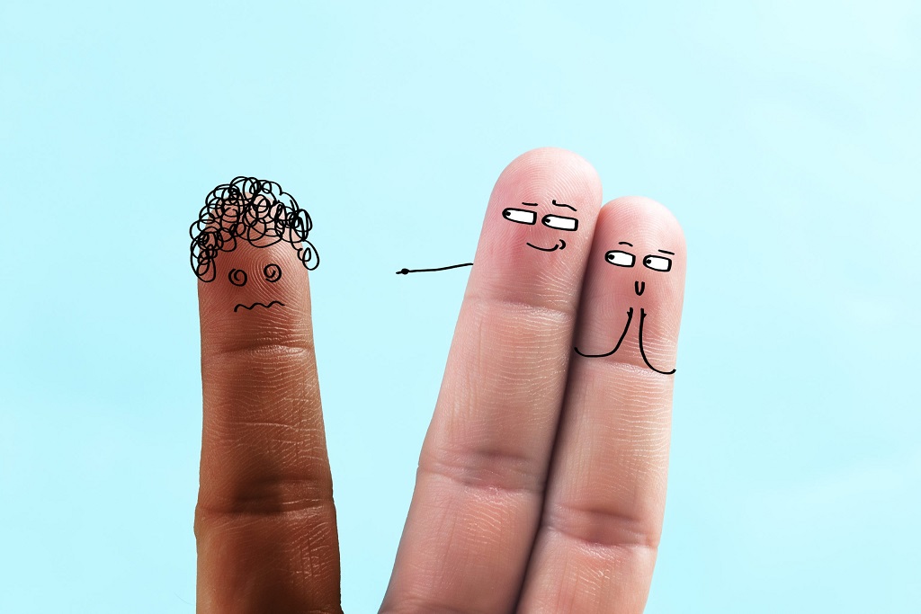 Expression of racial discrimination by drawing expressions with fingers